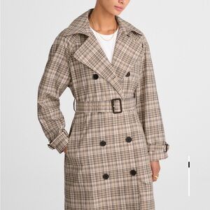 NWT Madewell Double-Breasted Trench Coat in Plaid